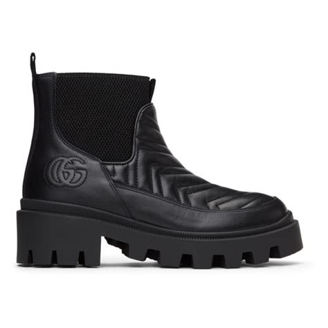 gucci black matelassé chelsea boots|gucci high heel boots.